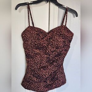 Assets By Spanx Rust Leopard Print Tankini Top